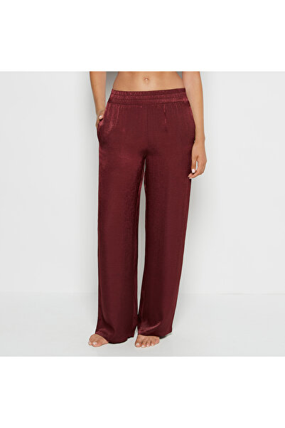 La senza Satin Sleep Pant with button Front in Russian Ruby