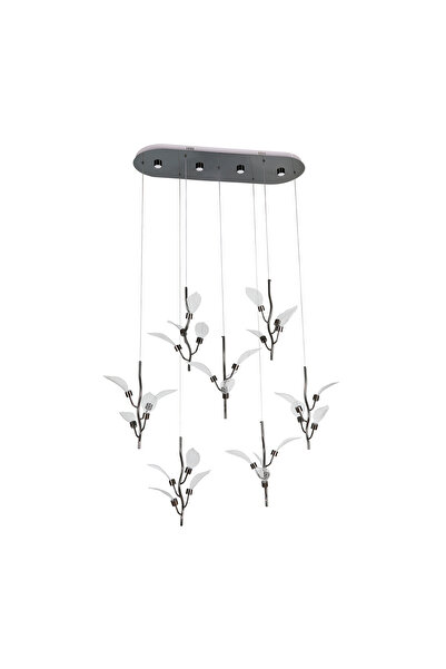 Apliqa Liria 7'li Platin Yaprak Desenli Sarkıt Led Avize