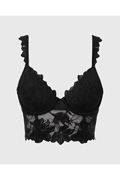 La senza صدرية نصف كوب باللون الأسود