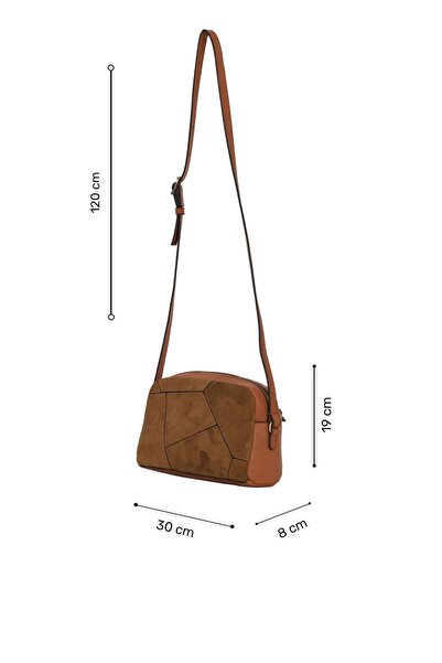 Bueno Shoes Tan Leather-Suede Women's Crossbody Bag 01Wbe2619