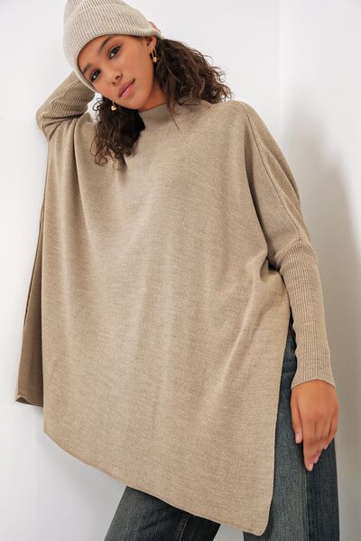 Hiccup Bdart Slit Detailed Mock Neck Knitwear Sweater