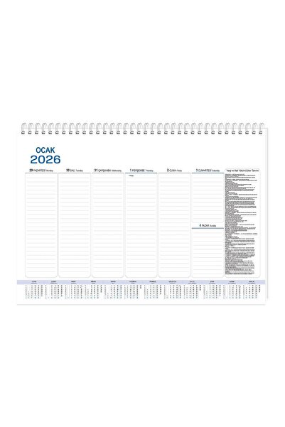 GENC DIJITAL BASKI 2026-Aj-70 28*40 Weekly Spiral Desk Mat