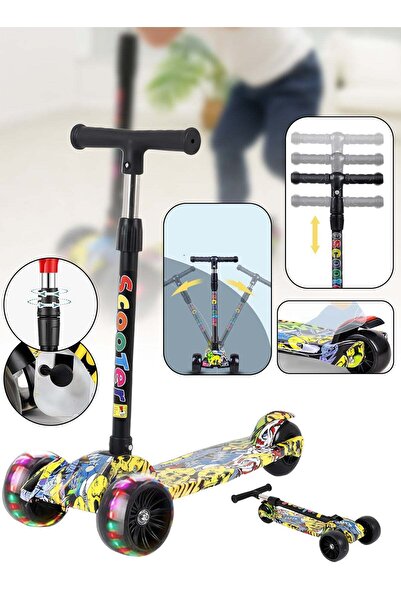 Generic Leon Home Kids Folding Scooter 3 Wheel Flash Pedal Scooter for kids 2-12 years old