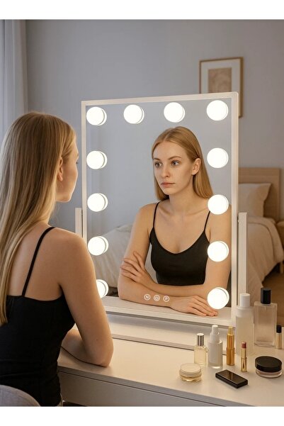 Shangxing 360° Rotating LED Makeup Mirror – Touch Control, Adjustable Lights, Dimmable, Anti-Slip Base