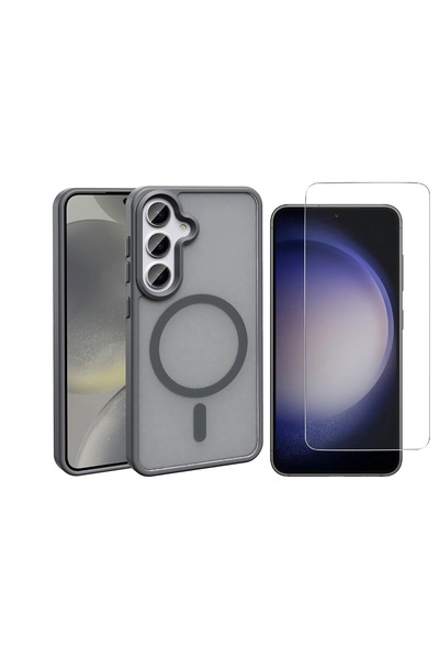 Galaxy S25 FE Kılıf M-safe Şarj Özellikli Mat Arka Yüzey Zore Sio Kapak + Nano Ekran Koruyucu