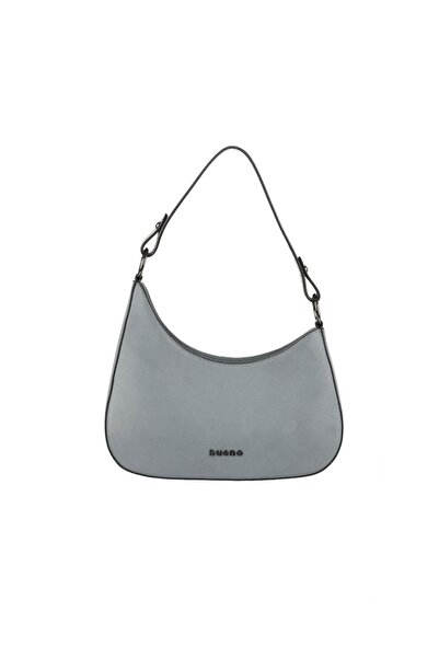 Bueno Shoes Γκρι ανοιχτόχρωμη δερμάτινη γυναικεία τσάντα ώμου Mlc 01wba7951