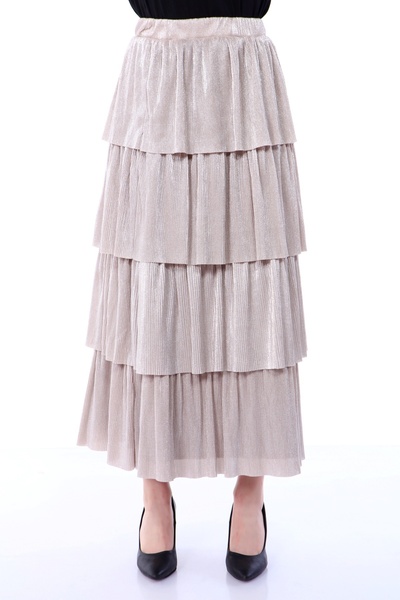 Asees Glittery Pleated 4-Layer Elastic Skirt