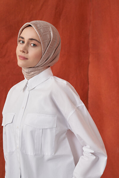 ARMANDA Eșarfă italiană jacquard cu model geometric - nurcă