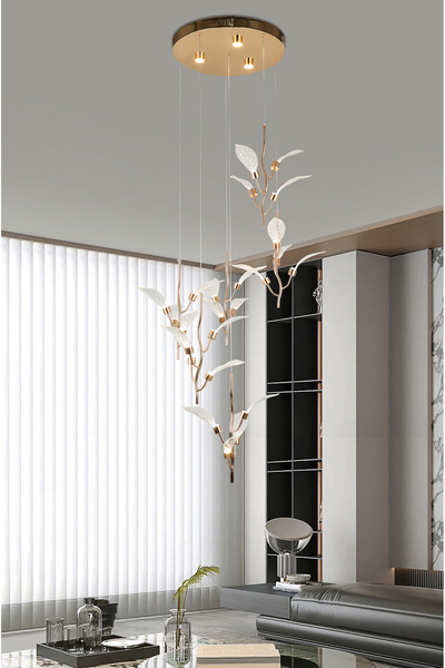 Apliqa Liria 6'lı Gold Yaprak Desenli Sarkıt Led Avize