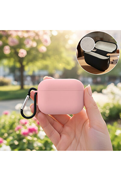 CaseOnn حافظة أبل إيربودز برو الجيل الثاني مع حزام تعليق باللون الوردي