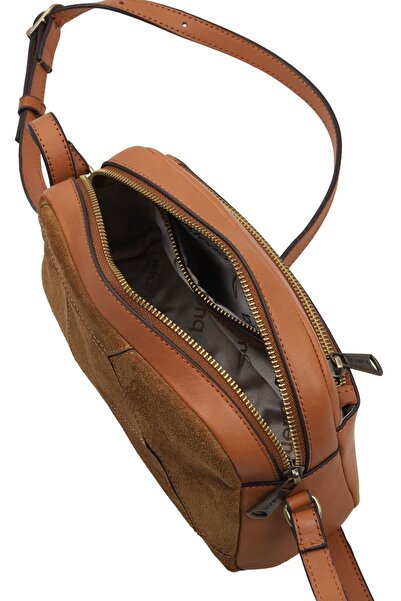 Bueno Shoes Tan Leather-Suede Women's Crossbody Bag 01Wbe2619