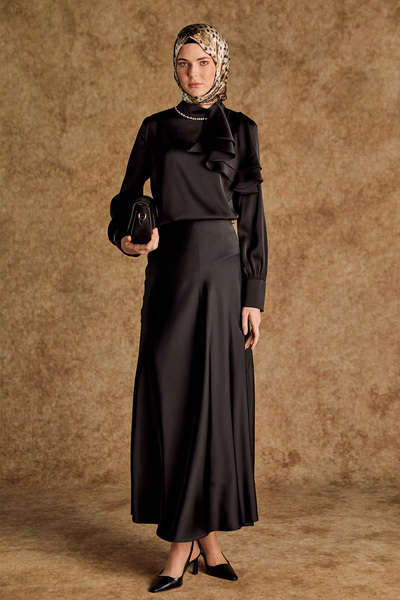 Setrms Volanlı Saten Kısa Gömlek