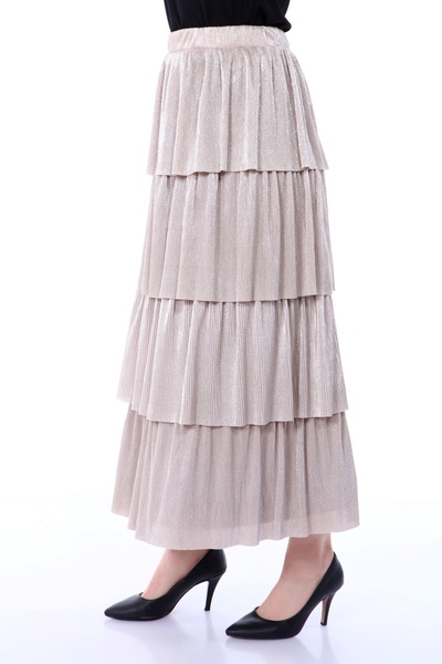 Asees Glittery Pleated 4-Layer Elastic Skirt