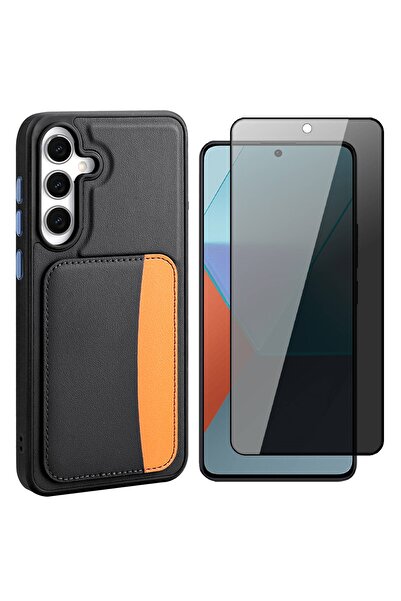 Vendas Samsung Galaxy S25 Fe Case with Card Holder Zore X-Card Silicone Cover + Ghost Glass Screen Protector