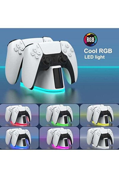 Generic PS5 Slim Dual Controller Charger Station with RGB LED Indicators