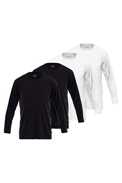 Götzburg Herren Langarmshirt, 4er Pack - Baumwolle, Longsleeve, einfarbig