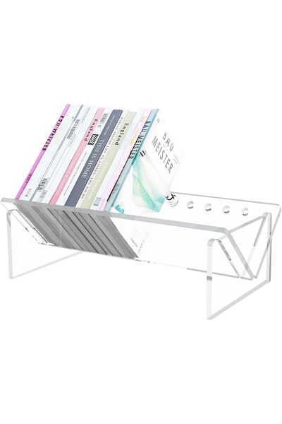 Slasa Acrylic Desk Bookshelf 3-Tier Clear Bookcase Organizer (13.58x7.87x5.11 Inch)