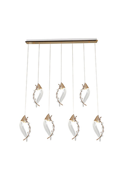 Apliqa Ardea 7'li Gold Sıralı Sarkıt Salon Led Avize