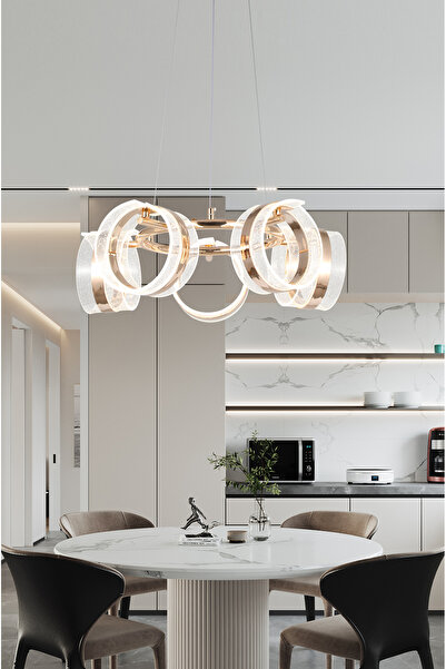 Apliqa Linea 5'li Gold Yuvarlak Salon Sarkıt Led Avize