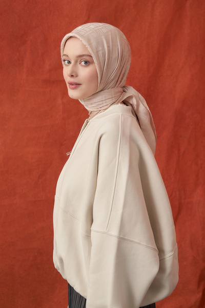 ARMANDA İTALYAN JAKAR GEOMETRİK DESEN EŞARP - BEJ