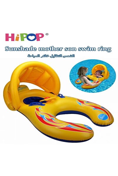 HIPOP Parent-Child Inflatable Float with Awning,Outdoor Swimming Seat Ring,Kid's Swimming Ring
