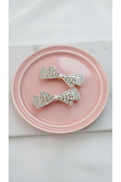 GÜLPEŞE Pachet de 2 cleme de păr din piatră de cristal Fluture Metal Crimp Ns-384