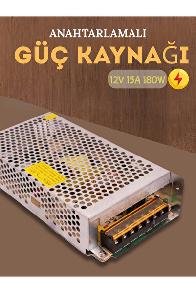 Arduino 12V 15A 180W Universal Güç Kaynağı – Metal Kasa, Kısa Devre Koruması