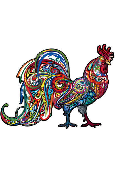 Pictorul Fericit Cocoș țanțoș - Puzzle din lemn
