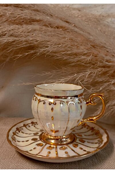 BY.RAYKA PORSELEN El Dekor Aura Porselen El Boyama 2-Piece Coffee Cup Set