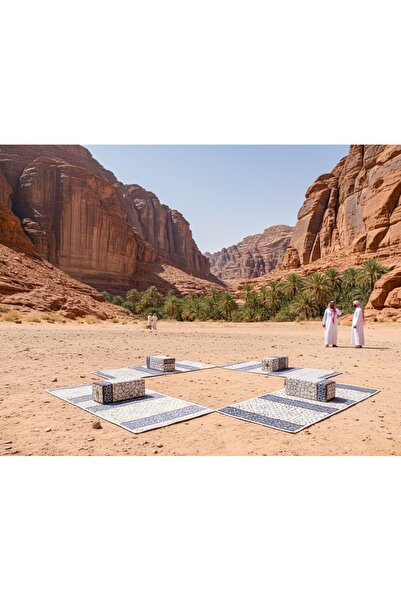 Bin Amaar طقم جلوس أرضي 8 قطع، 200×90 سم، صناعة سعودية، بديكور عربي، طراز تخييم