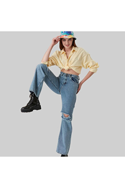 MQ Women's high-waisted ripped street jeans