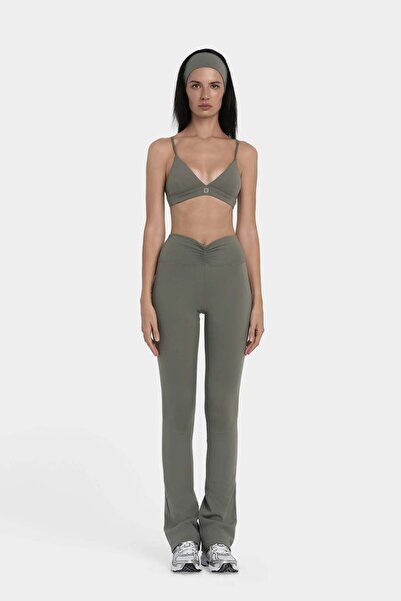 Louren بنطال ضيق طويل يبرز انحناءات الجسم ذو خصر عالٍ - أخضر