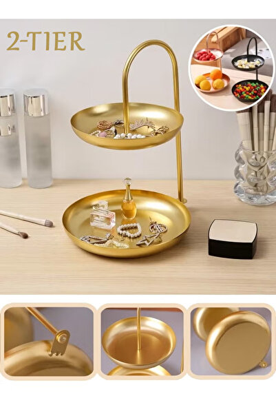 Generic Double-layer tray with black handles, suitable for family dinners, birthday parties, and weddings