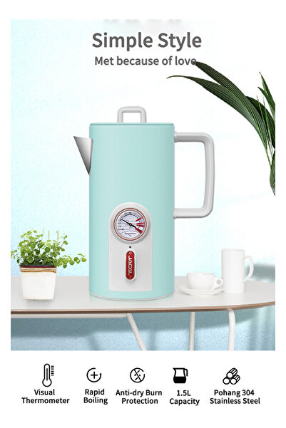 JACAL Stainless Steel Electric Kettle with Thermometer 1.5L 1800W GL-E12