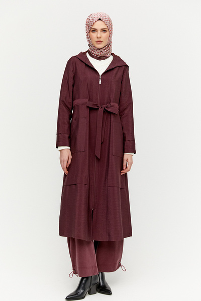 Setrms Kapüşonlu Kuşaklı Cepli Pardösü