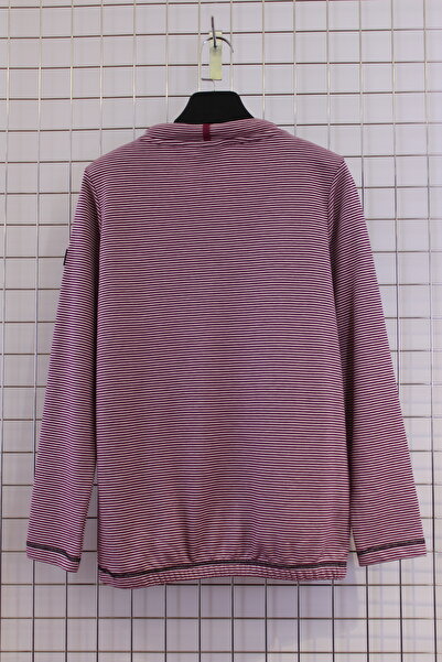 YXL COLLECTION Women's Plus Size Collar Lace-Up Long Sleeve Skirt Elastic Striped Transitional Sweatshirt