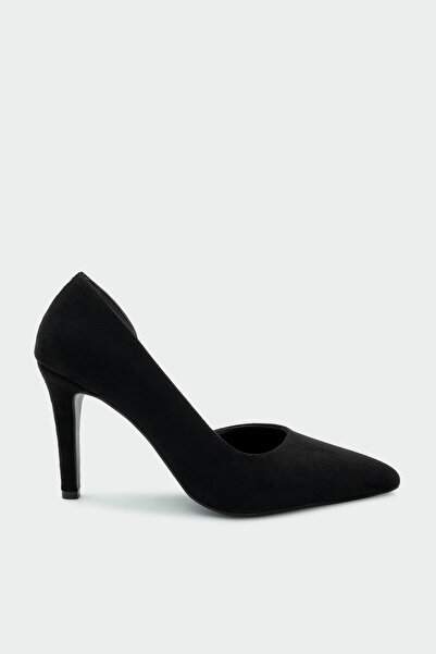 LAMİNTA Shia Black Suede Women's Heeled Shoes