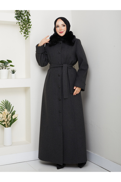 Moda İncir Plus Size Buttoned Cardigan Coat