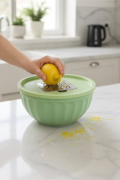 Orvila Green Grater Mixing Bowl Storage Container and Mixer Bowl
