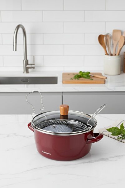 Bambum Nostalji Frying Pan Burgundy 22 cm