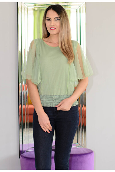 Elis Fashion Women's green tulle blouse