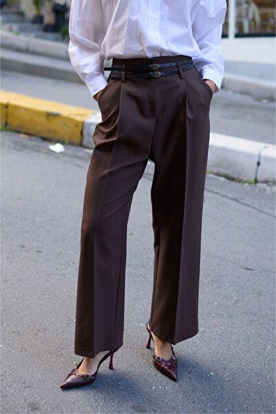 ossons Double Belted Straight Cut Trousers