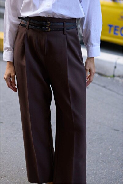ossons Double Belted Straight Cut Trousers