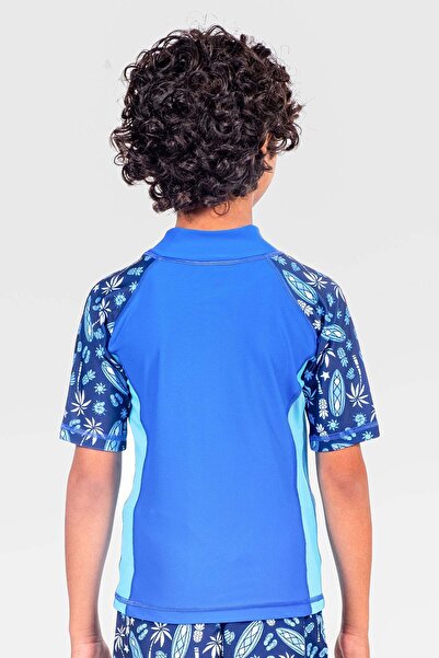 Coega Sunwear Boys Kids Rashguard Short Sleeve - Navy Blue Surf