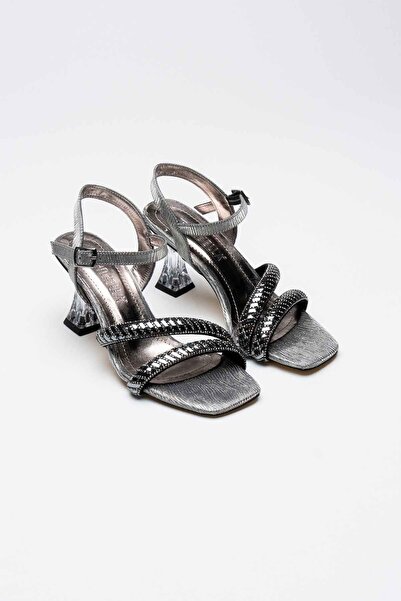 AuroraStore Kendy Platinum Stone Women's Heeled Sandals