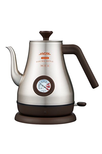 JACAL غلاية كهربائية من الفولاذ المقاوم للصدأ مع مقياس حرارة سعة 1 لتر وقوة 1...