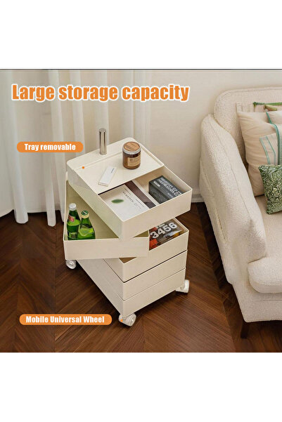 Shangxing Rotating Storage Cabinet & Mobile Bedside Table – Modern Nordic Style Multi-Functional Side Cabinet