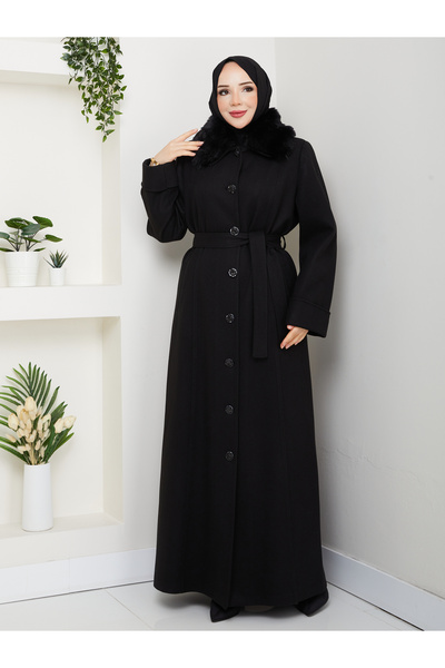 Moda İncir Plus Size Buttoned Cardigan Coat