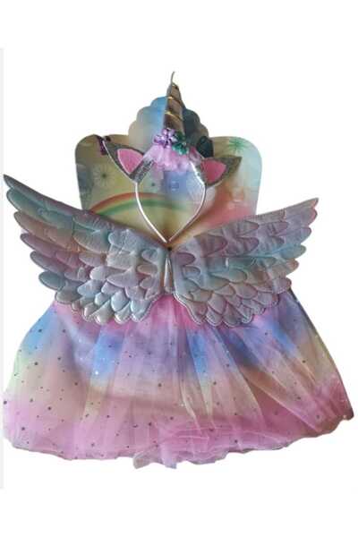 DEME Children's Unicorn Costume with Headband, Wings and Skirt (3-piece)