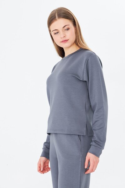 TRENDHİLL Women's Modal Fabric Comfortable Fit Tracksuit Set Smoked 8509-F